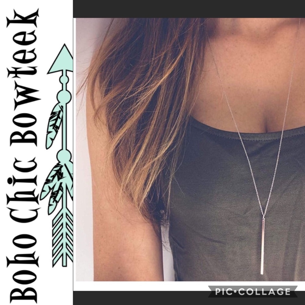 2️⃣for2️⃣0️⃣Boho Silver Bar Pendant Necklace